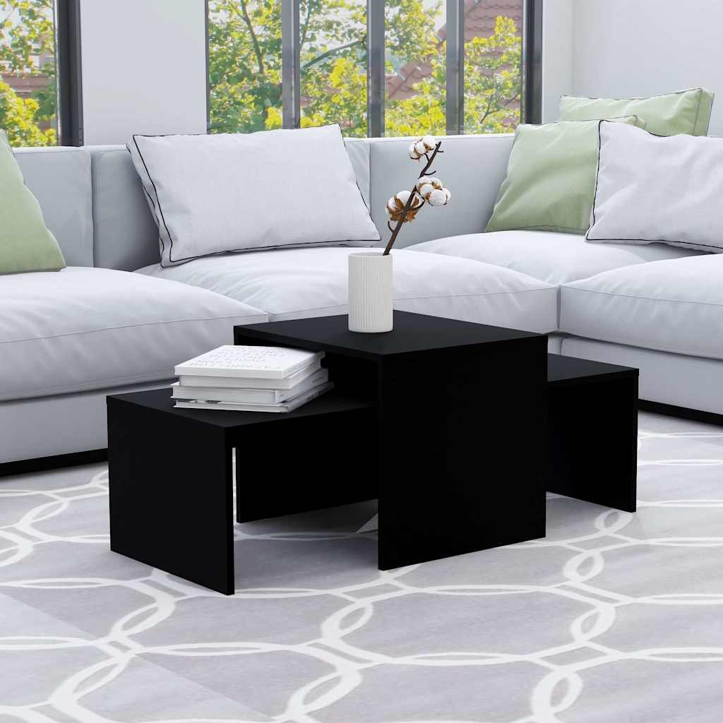 vidaXL Sohvapöytäsarja musta 100x48x40 cm tekninen puu