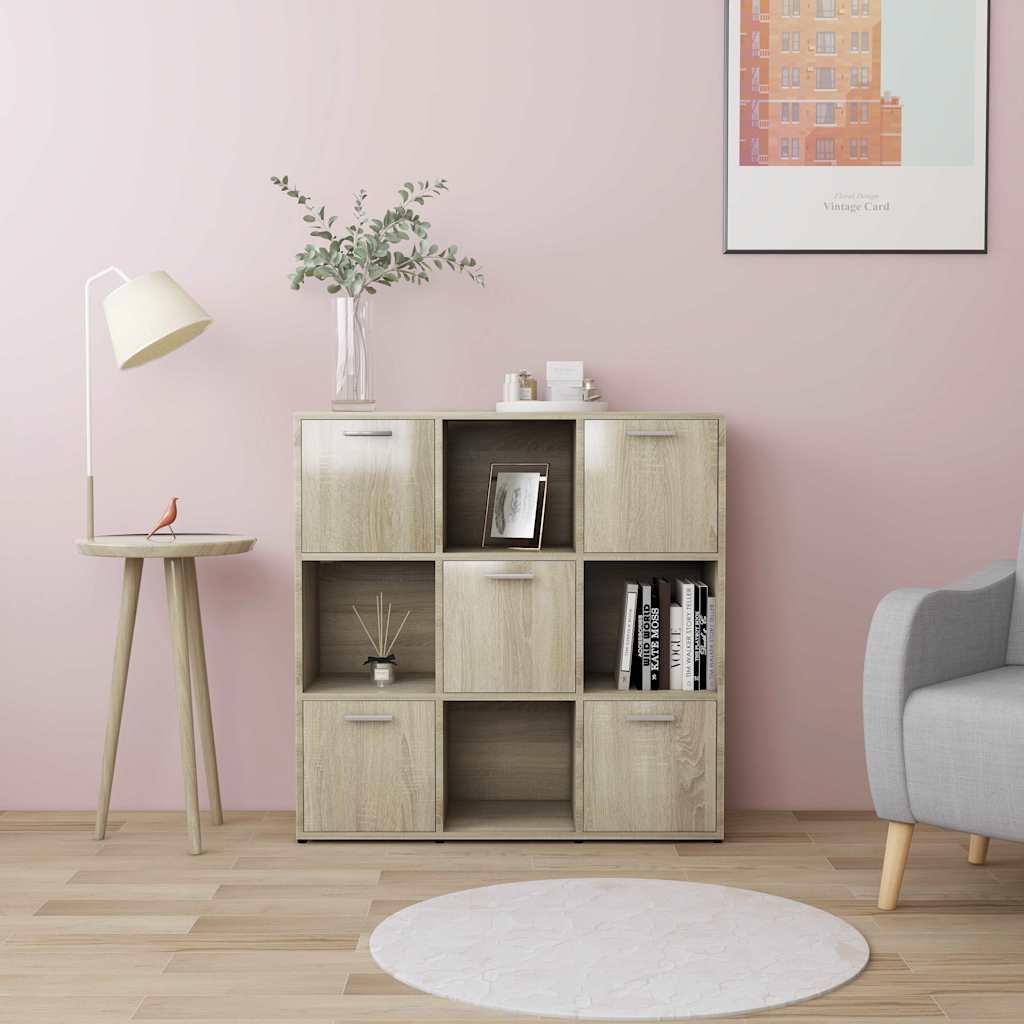 vidaXL Kirjahylly Sonoma-tammi 90x30x90 cm tekninen puu