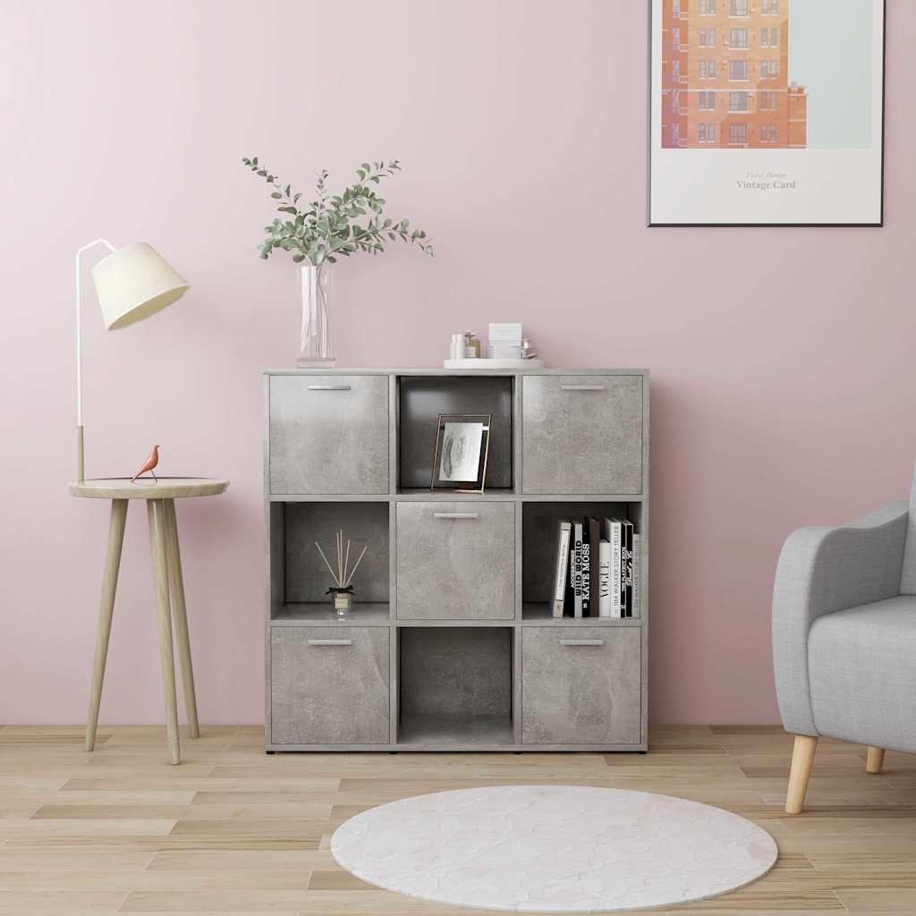 vidaXL Kirjahylly betoninharmaa 90x30x90 cm tekninen puu