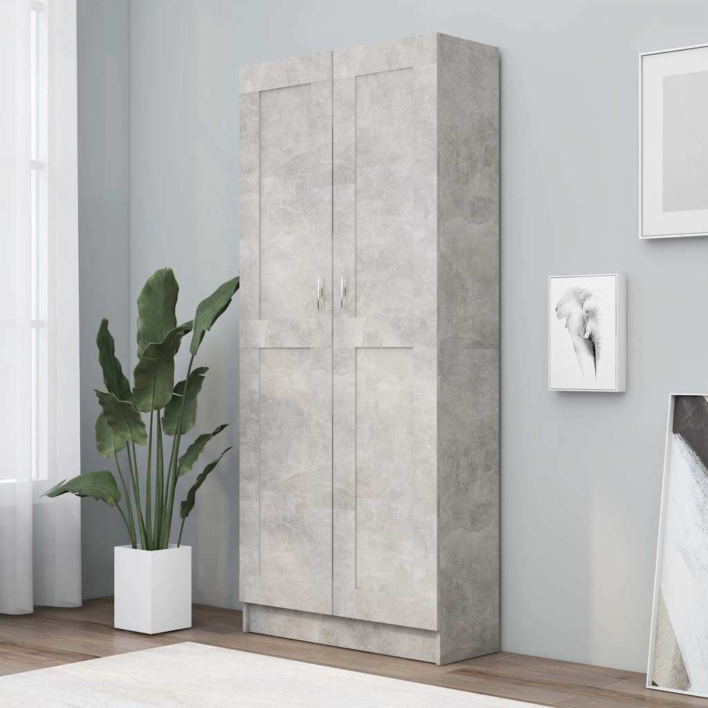 vidaXL Kirjahylly betoninharmaa 82,5x30,5x185,5 cm tekninen puu