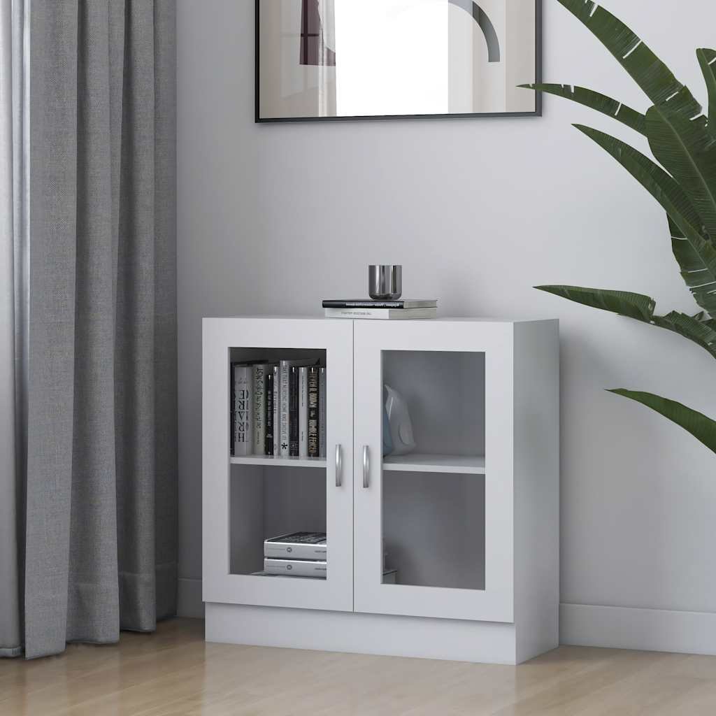 vidaXL Vitriinikaappi valkoinen 82,5x30,5x80 cm tekninen puu