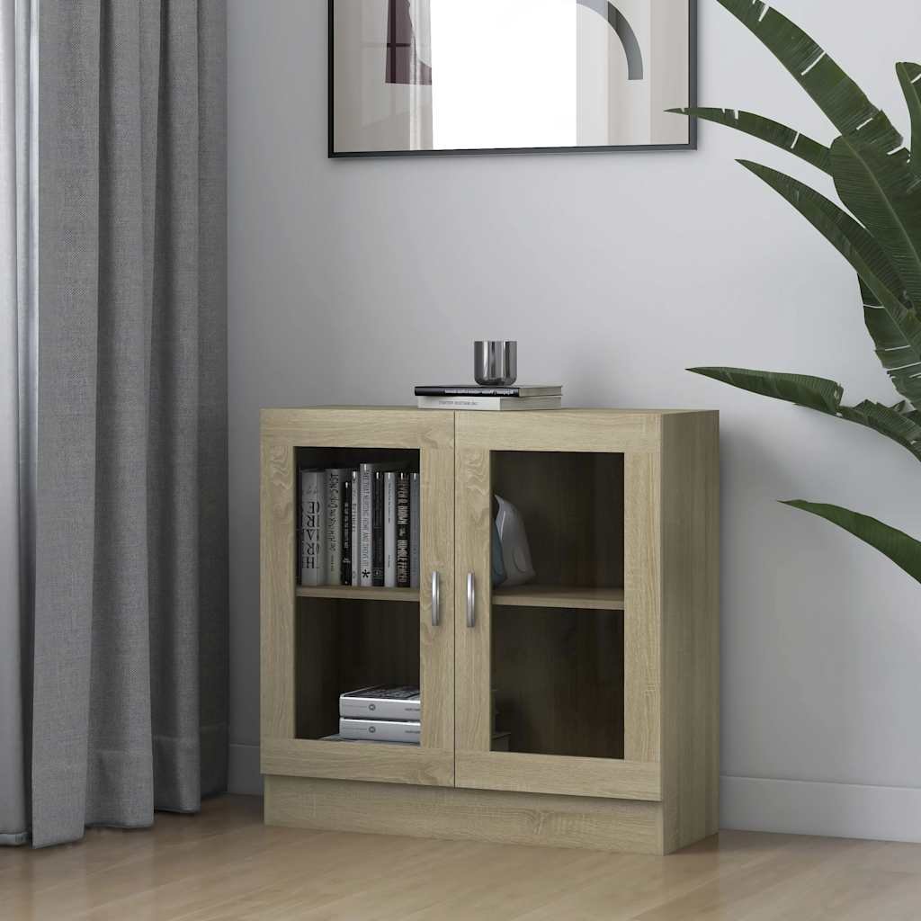 vidaXL Vitriinikaappi Sonoma-tammi 82,5x30,5x80 cm tekninen puu