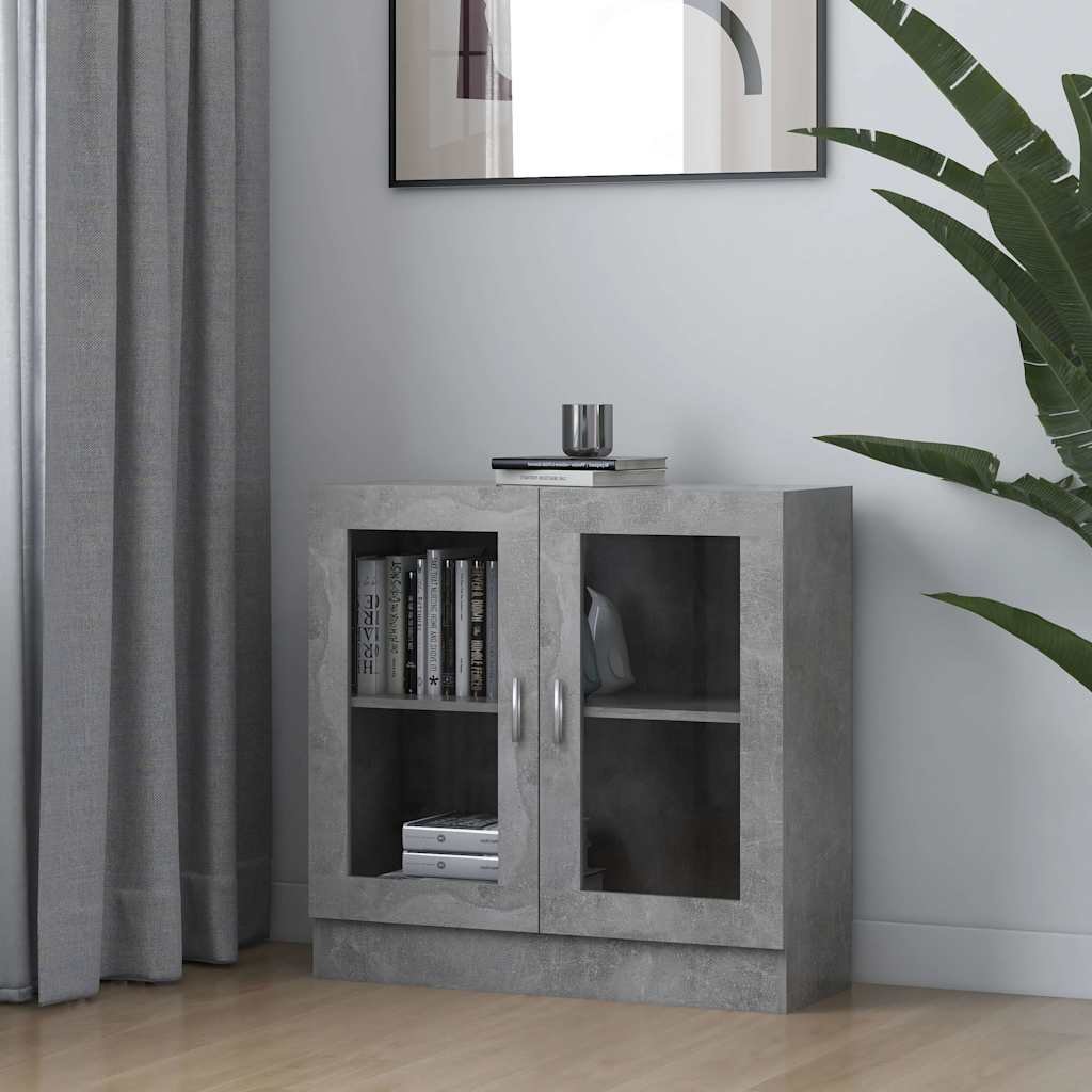 vidaXL Vitriinikaappi betoninharmaa 82,5x30,5x80 cm tekninen puu