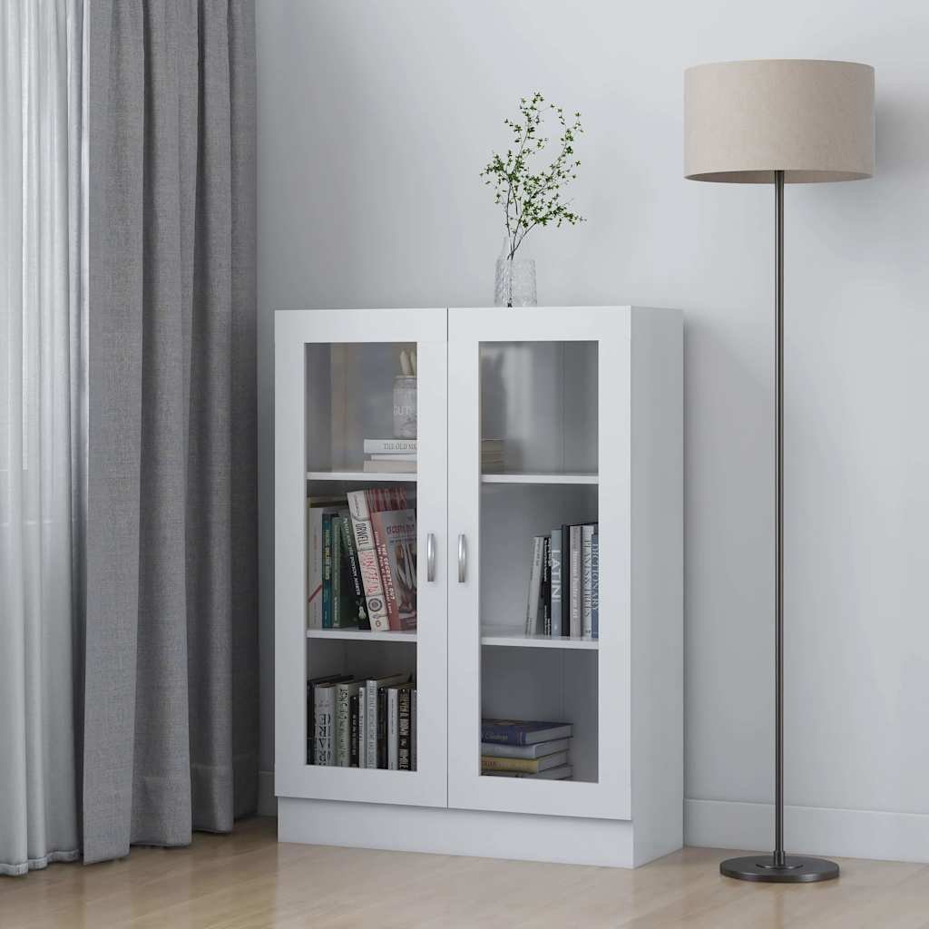 vidaXL Vitriinikaappi valkoinen 82,5x30,5x115 cm tekninen puu