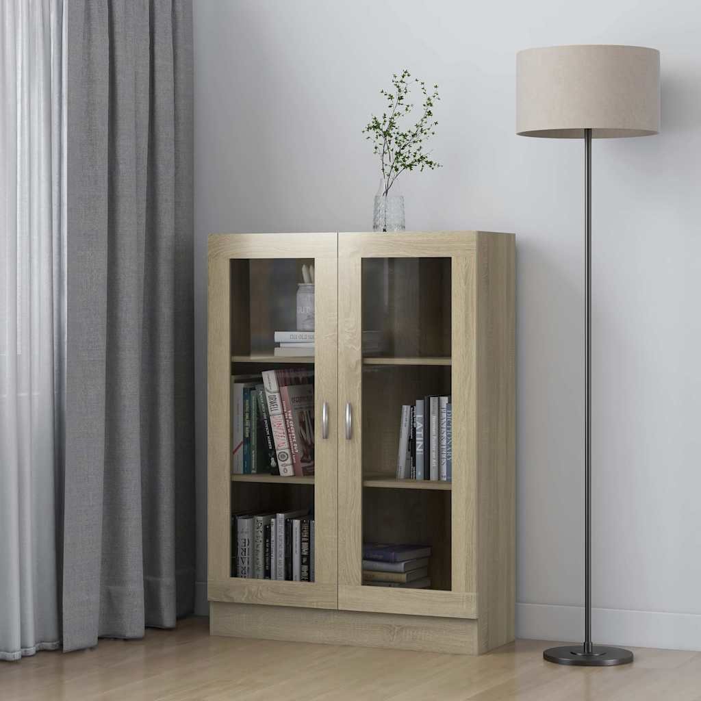 vidaXL Vitriinikaappi Sonoma-tammi 82,5x30,5x115 cm tekninen puu