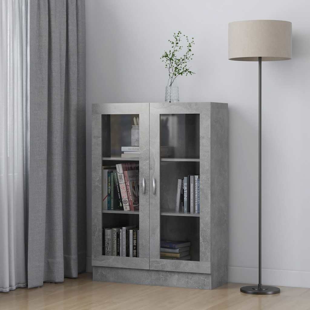 vidaXL Vitriinikaappi betoninharmaa 82,5x30,5x115 cm tekninen puu