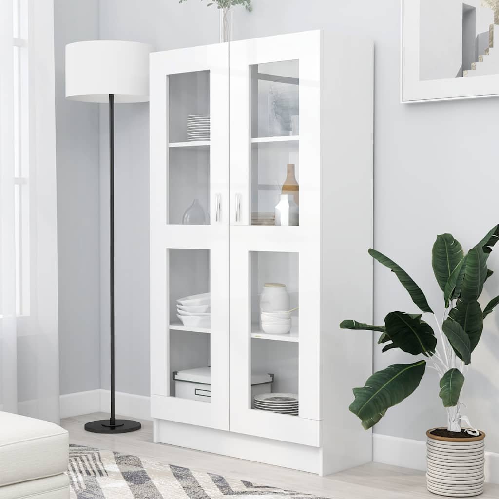 vidaXL Vitriinikaappi valkoinen 82,5x30,5x150 cm tekninen puu