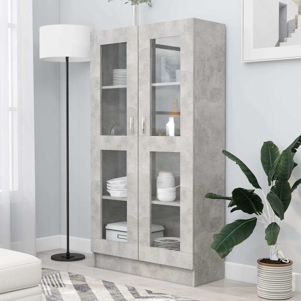 vidaXL Vitriinikaappi betoninharmaa 82,5x30,5x150 cm tekninen puu