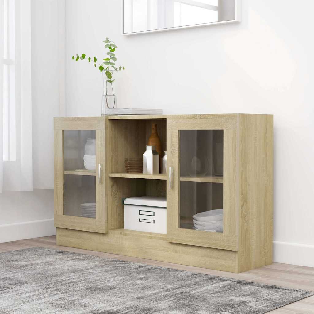 vidaXL Vitriinikaappi Sonoma-tammi 120x30,5x70 cm tekninen puu