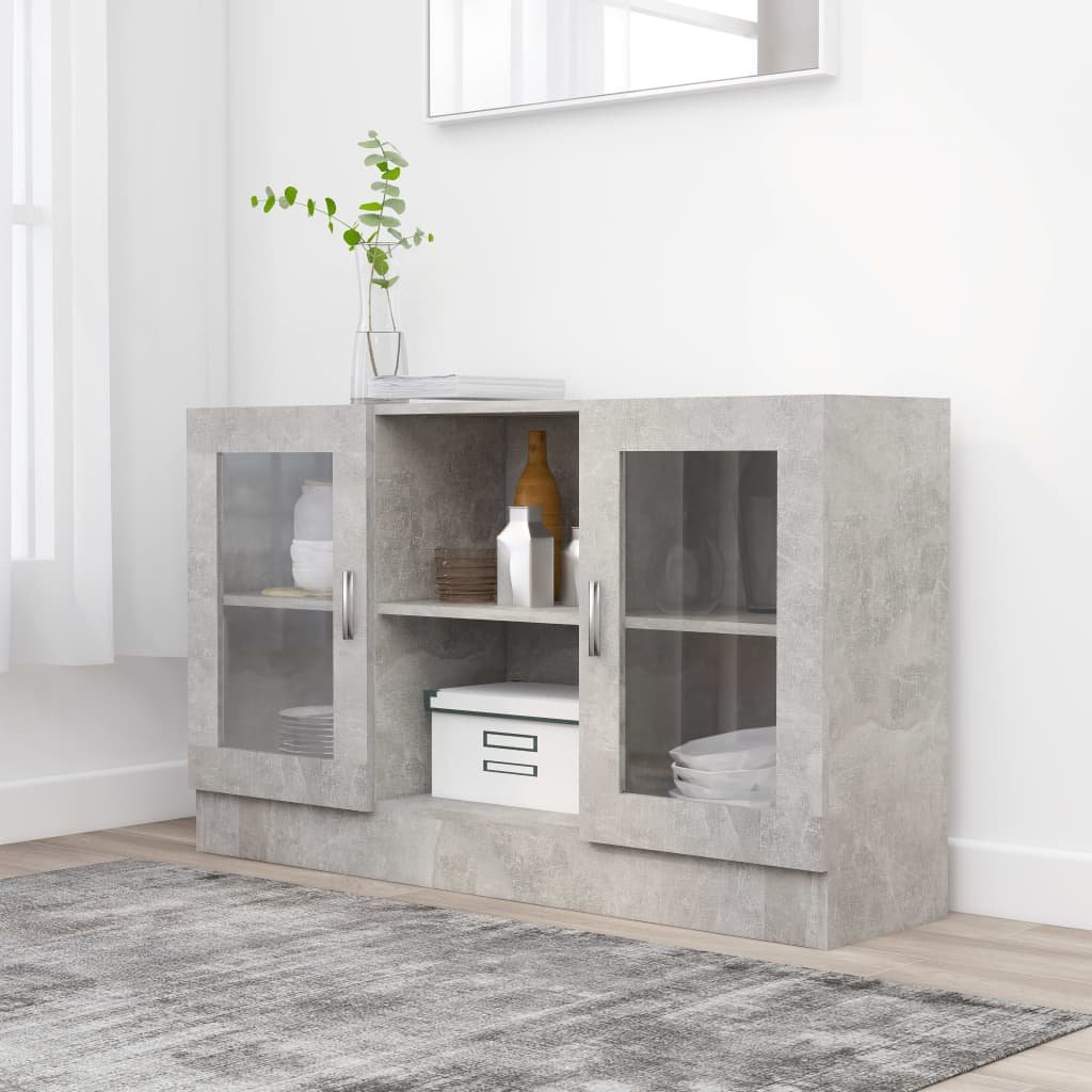 vidaXL Vitriinikaappi betoninharmaa 120x30,5x70 cm tekninen puu