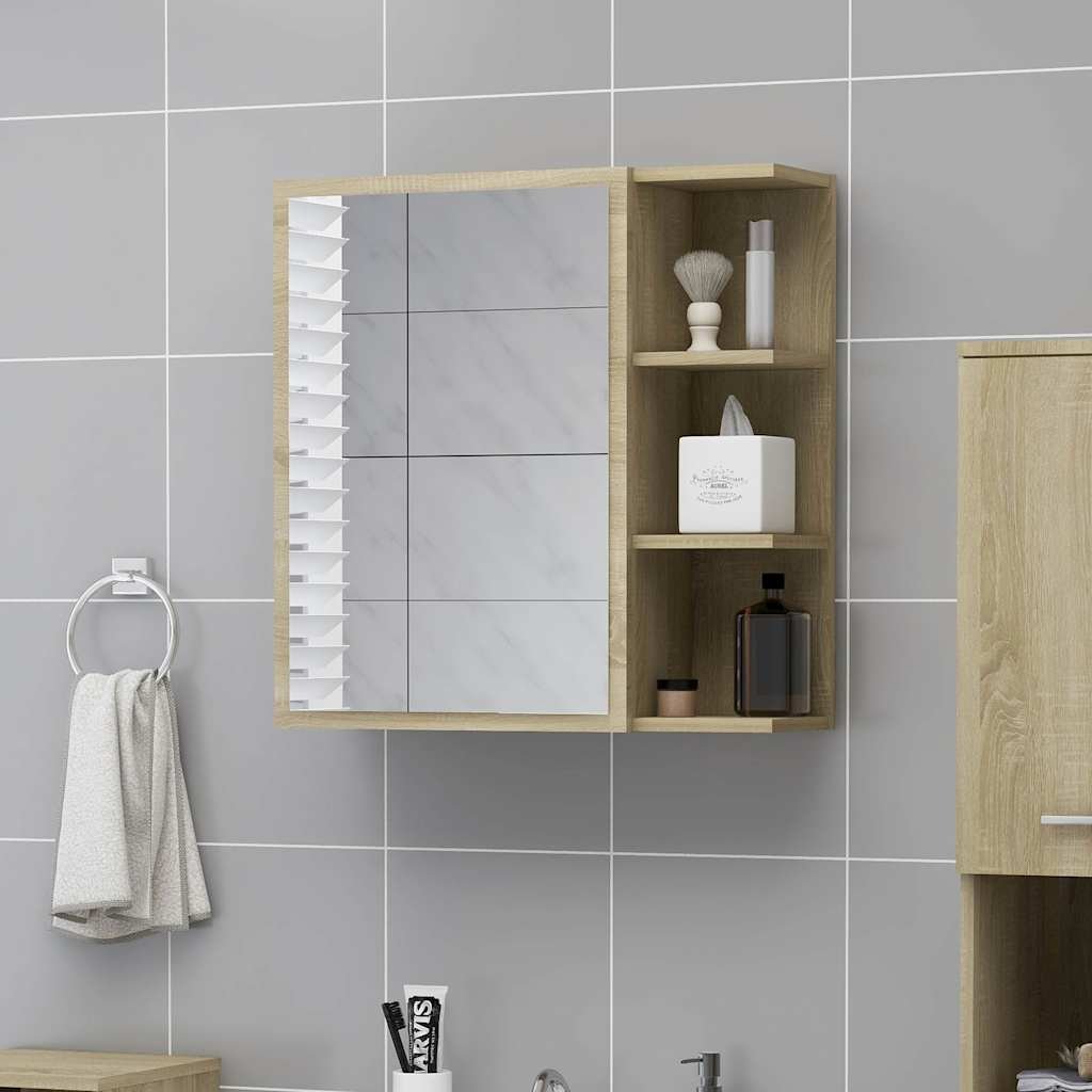 vidaXL Kylpyhuoneen peilikaappi Sonoma 62,5x20,5x64 cm tekninen puu