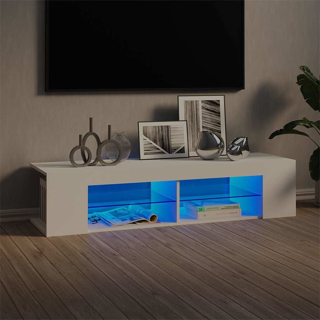 vidaXL TV-taso LED-valoilla valkoinen 135x39x30 cm