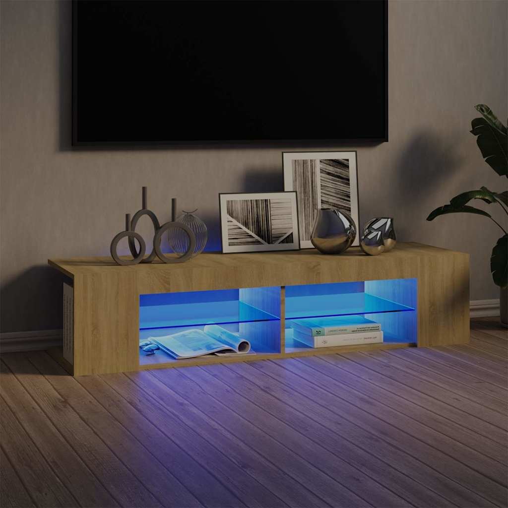 vidaXL TV-taso LED-valoilla Sonoma-tammi 135x39x30 cm
