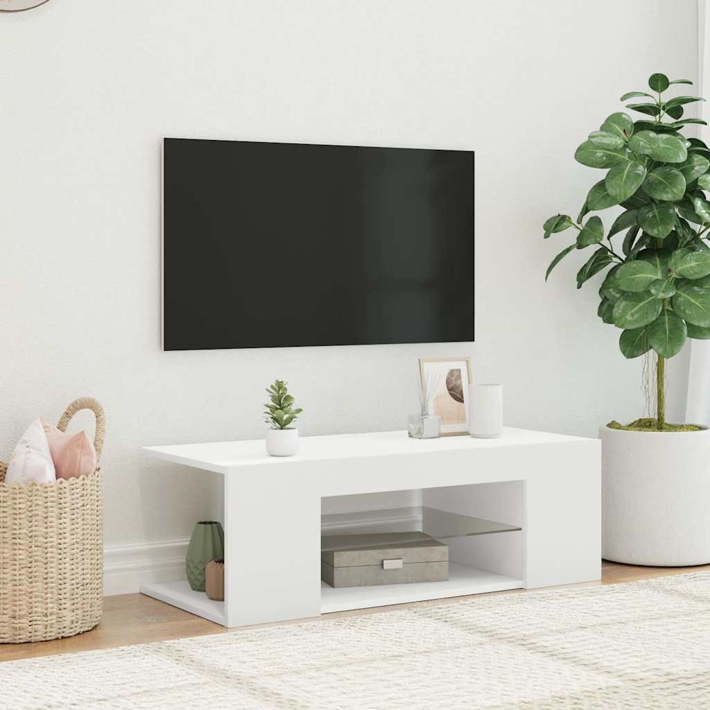 vidaXL TV-taso LED-valoilla valkoinen 90x39x30 cm
