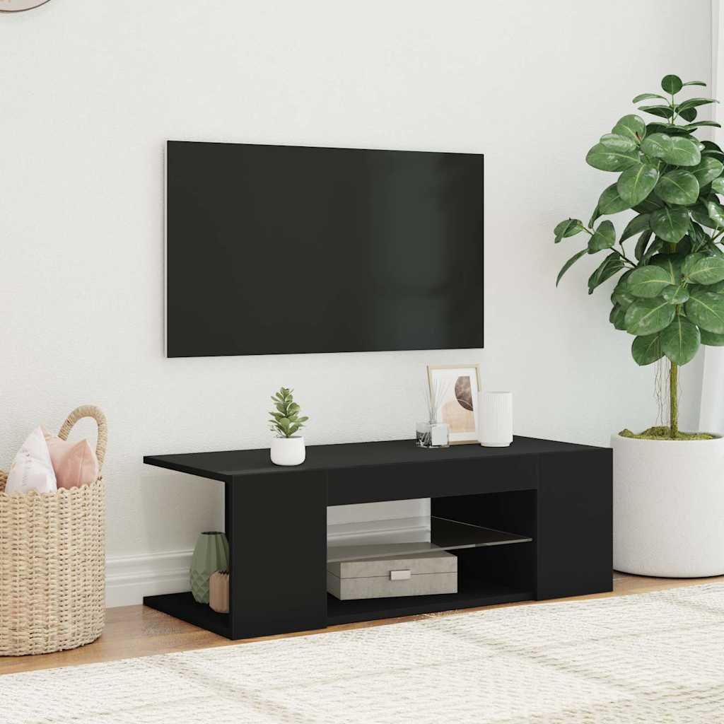 vidaXL TV-taso LED-valoilla musta 90x39x30 cm