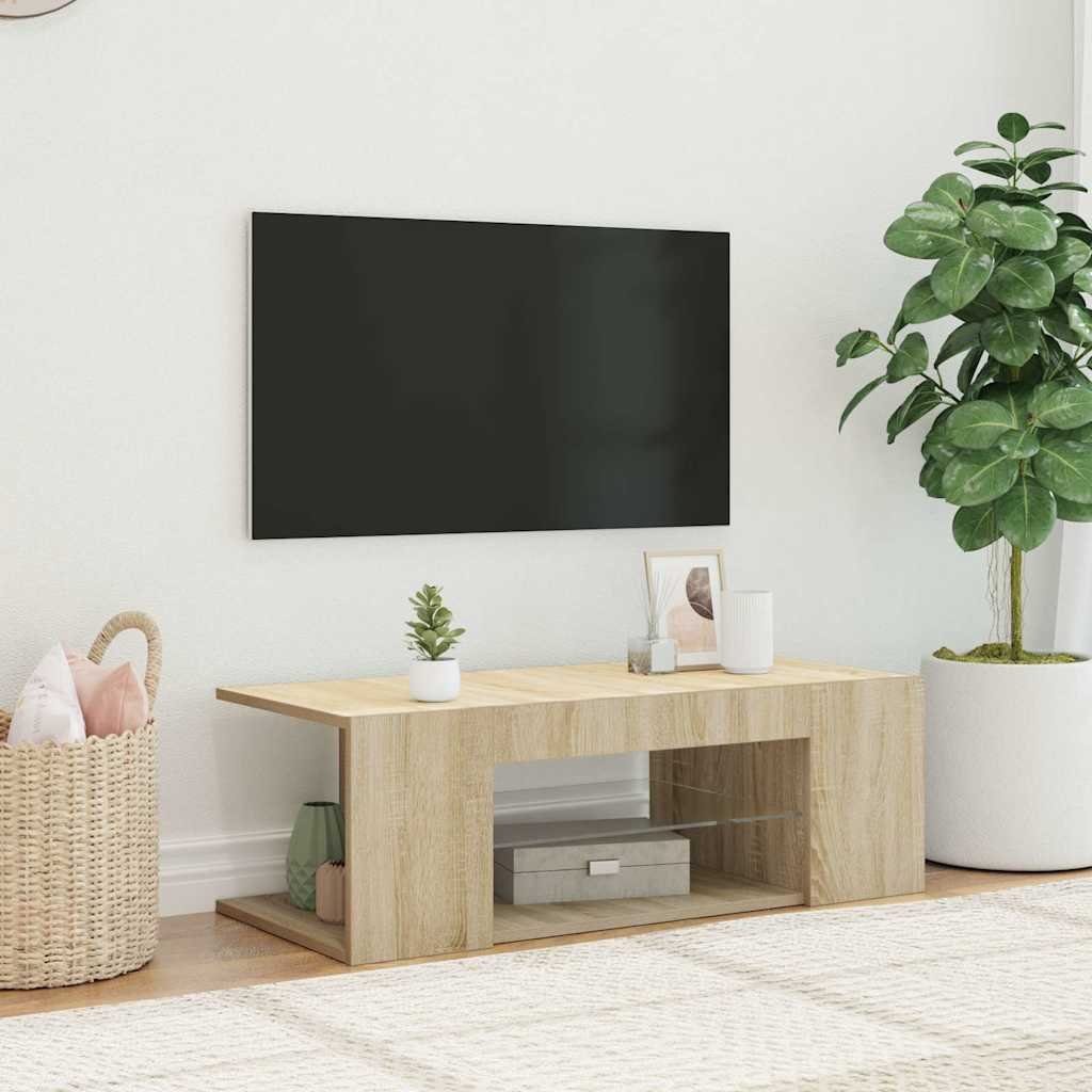 vidaXL TV-taso LED-valoilla Sonoma-tammi 90x39x30 cm