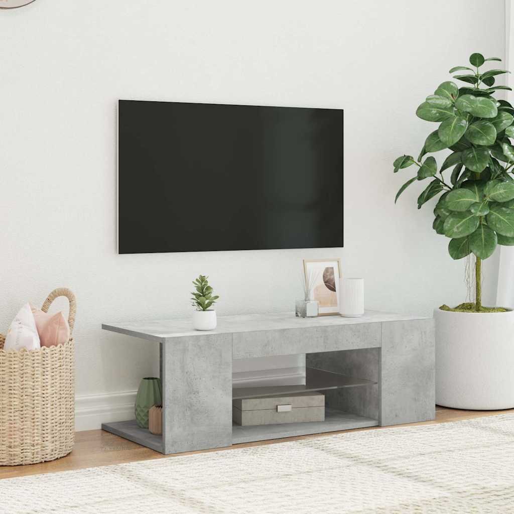 vidaXL TV-taso LED-valoilla betoninharmaa 90x39x30 cm