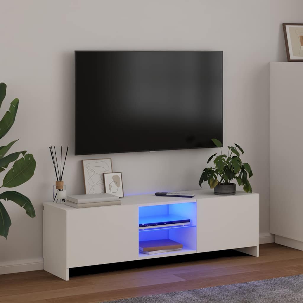 vidaXL TV-taso LED-valoilla valkoinen 120x30x36 cm