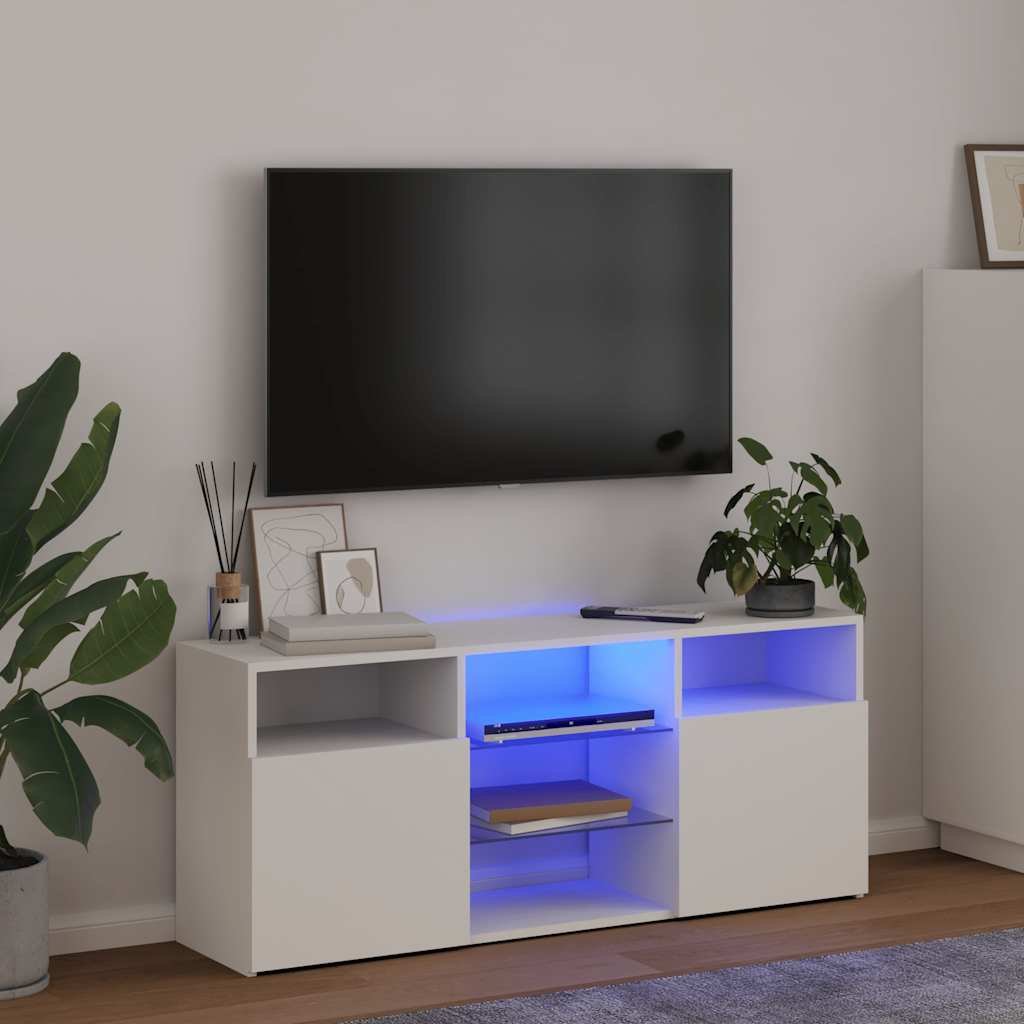 vidaXL TV-taso LED-valoilla valkoinen 120x30x50 cm