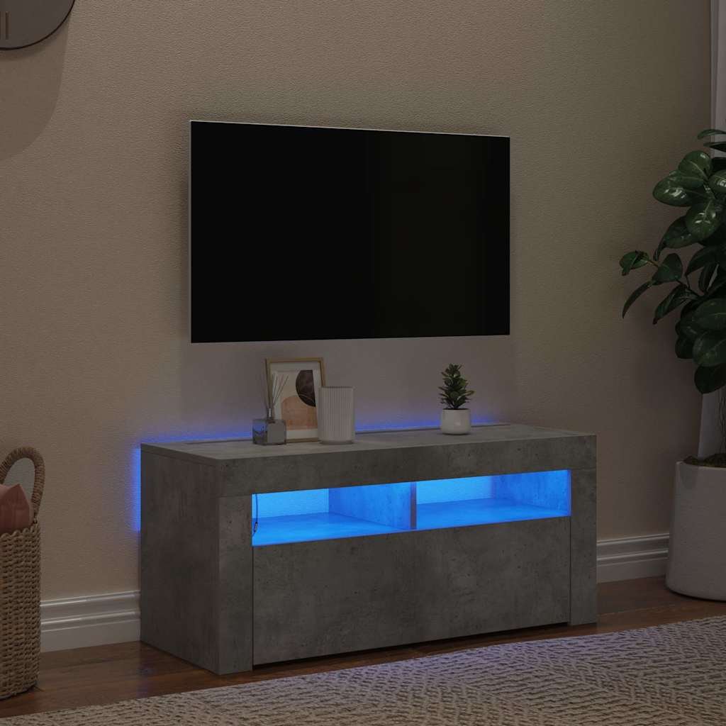 vidaXL TV-taso LED-valoilla betoninharmaa 90x35x40 cm