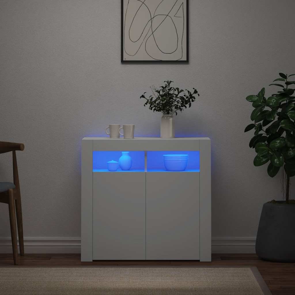 vidaXL Senkki LED-valoilla valkoinen 80x35x75 cm
