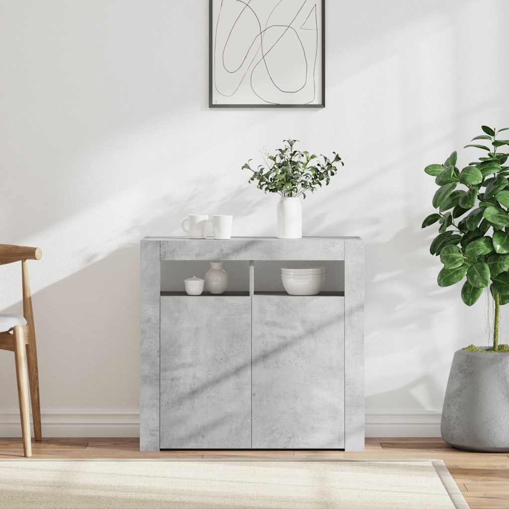 vidaXL Senkki LED-valoilla betoninharmaa 80x35x75 cm