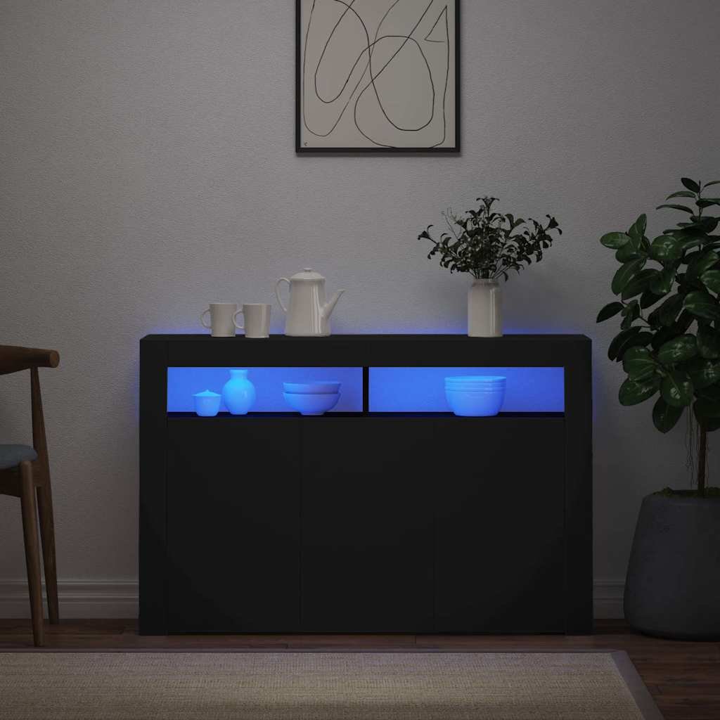 vidaXL Senkki LED-valoilla musta 115,5x30x75 cm