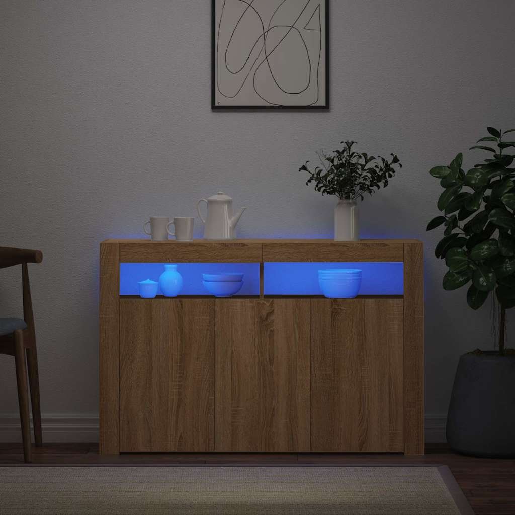 vidaXL Senkki LED-valoilla Sonoma-tammi 115,5x30x75 cm
