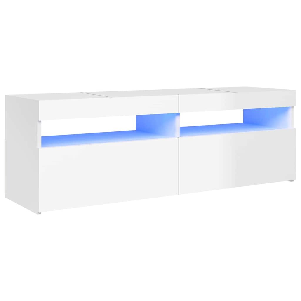 vidaXL TV-taso LED-valoilla korkeakiilto valkoinen 120x35x40 cm