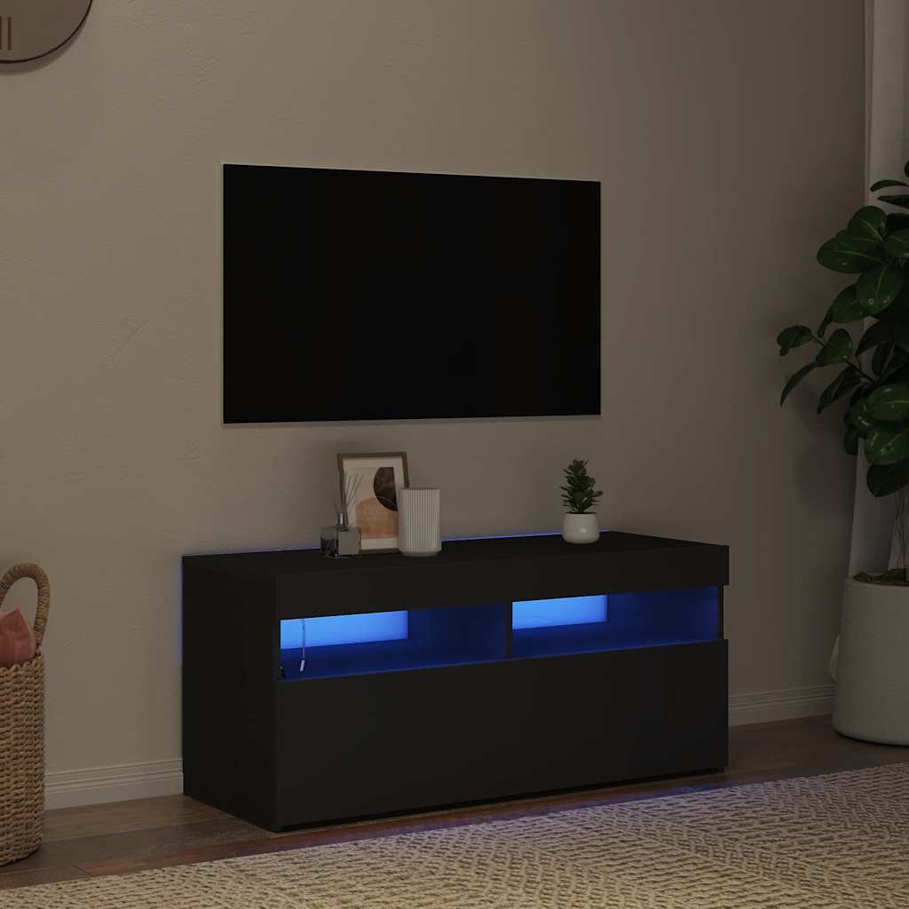 vidaXL TV-taso LED-valoilla musta 90x35x40 cm
