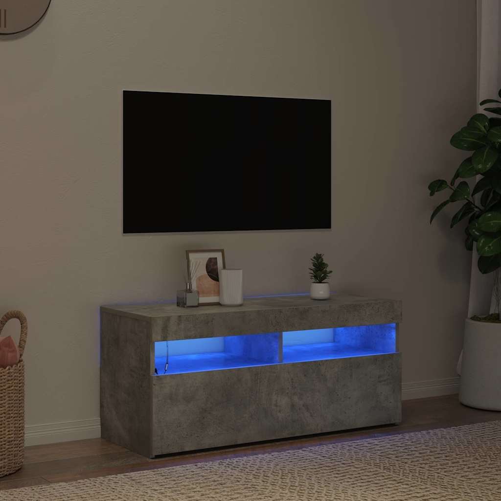 vidaXL TV-taso LED-valoilla betoninharmaa 90x35x40 cm