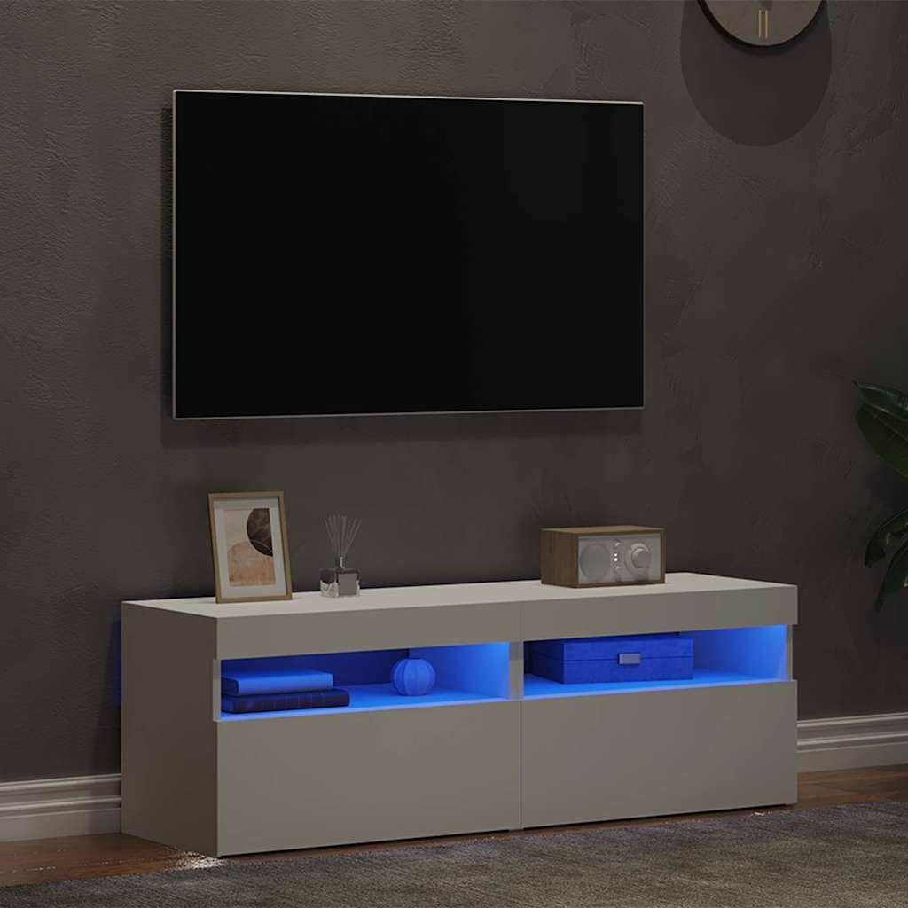 vidaXL TV-tasot LED-valoilla 2 kpl valkoinen 60x35x40 cm