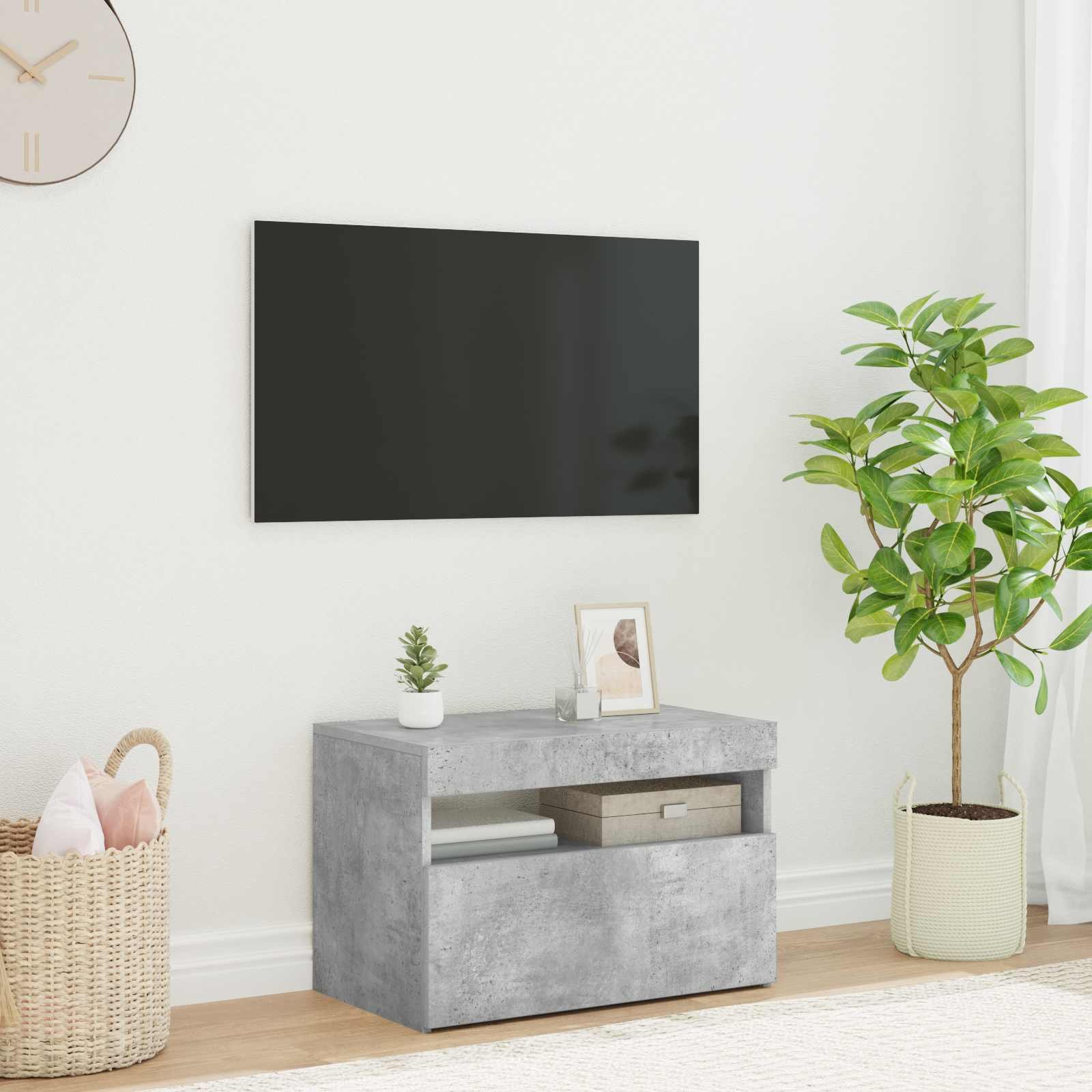 vidaXL TV-taso LED-valoilla betoninharmaa 60x35x40 cm