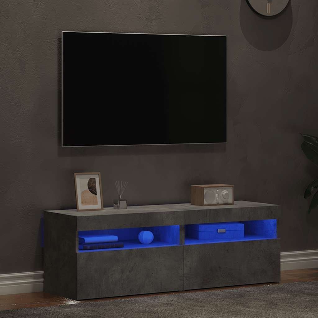 vidaXL TV-tasot LED-valoilla 2 kpl betoninharmaa 60x35x40 cm