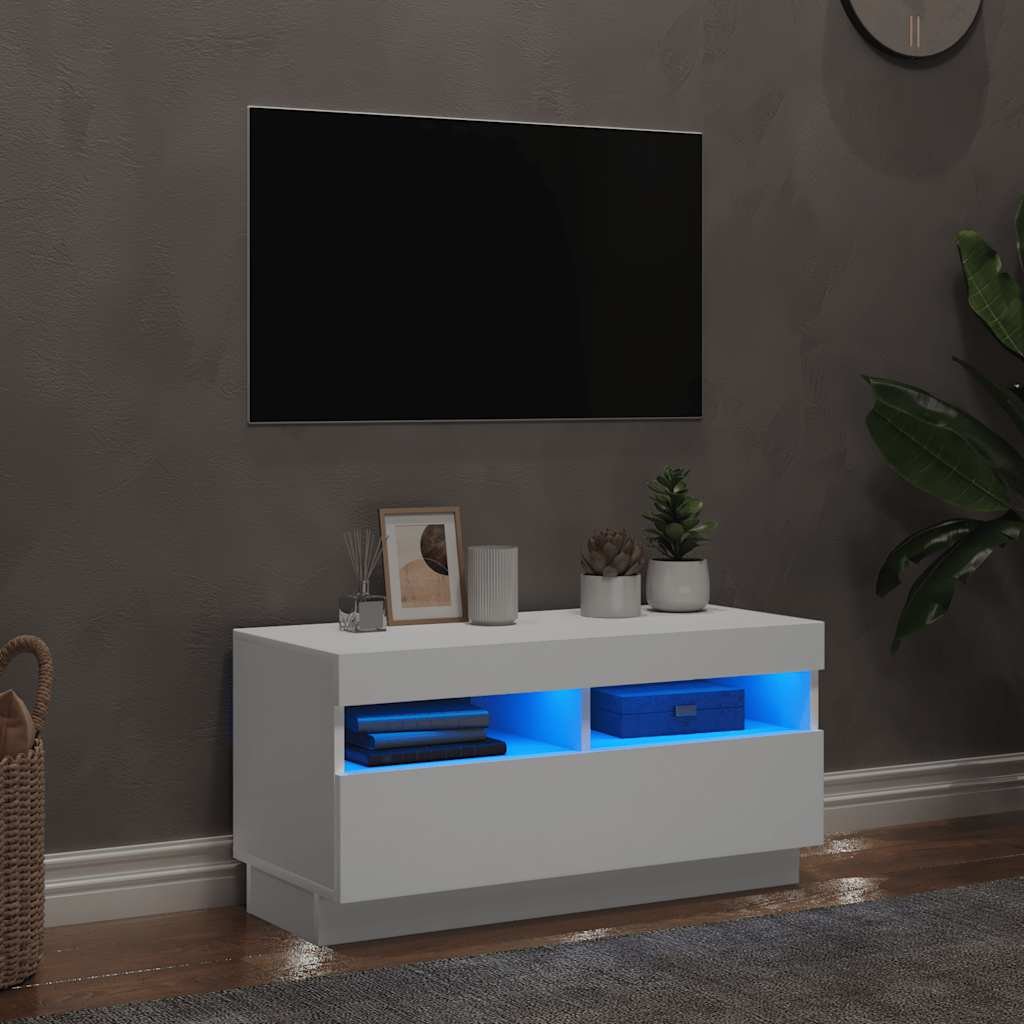 vidaXL TV-taso LED-valoilla valkoinen 80x35x40 cm