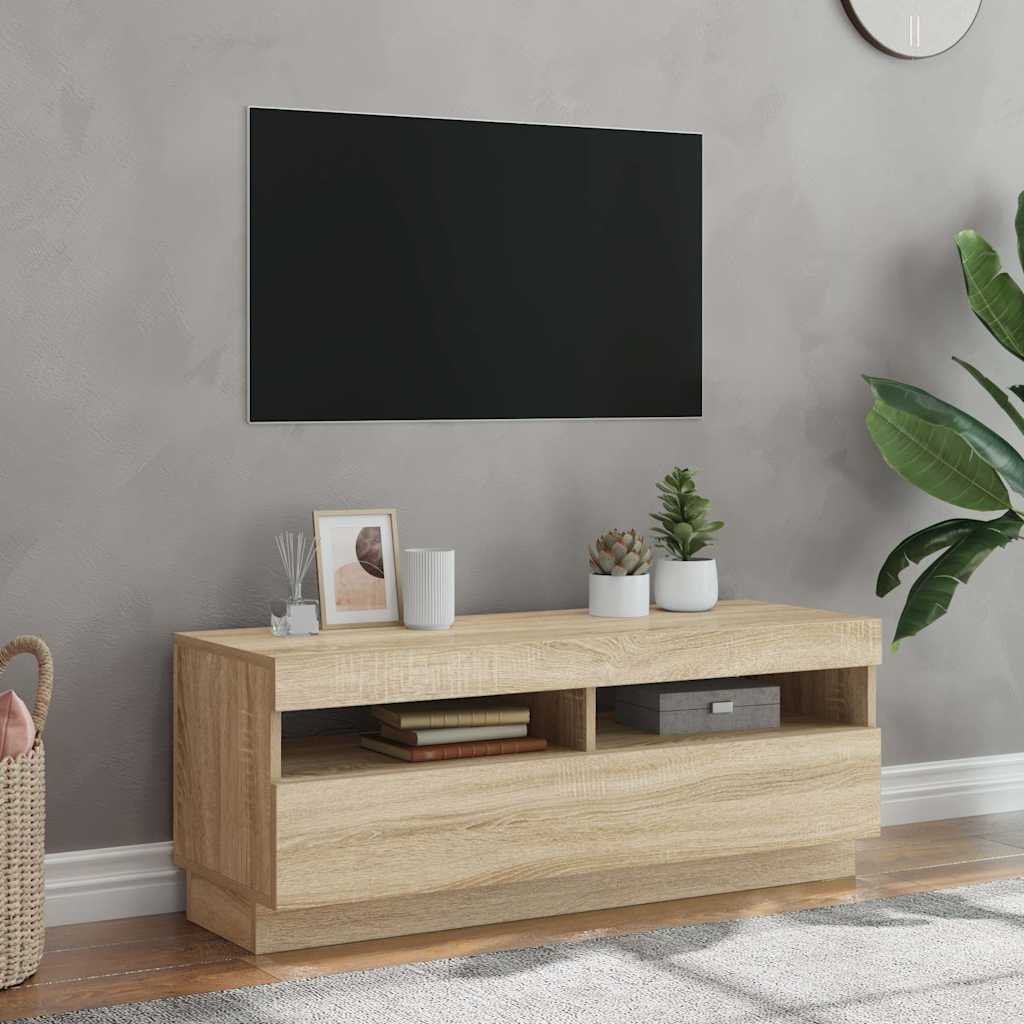vidaXL TV-taso LED-valoilla Sonoma-tammi 100x35x40 cm