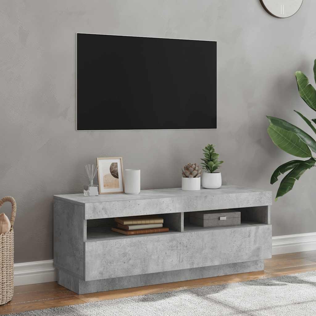 vidaXL TV-taso LED-valoilla betoninharmaa 100x35x40 cm