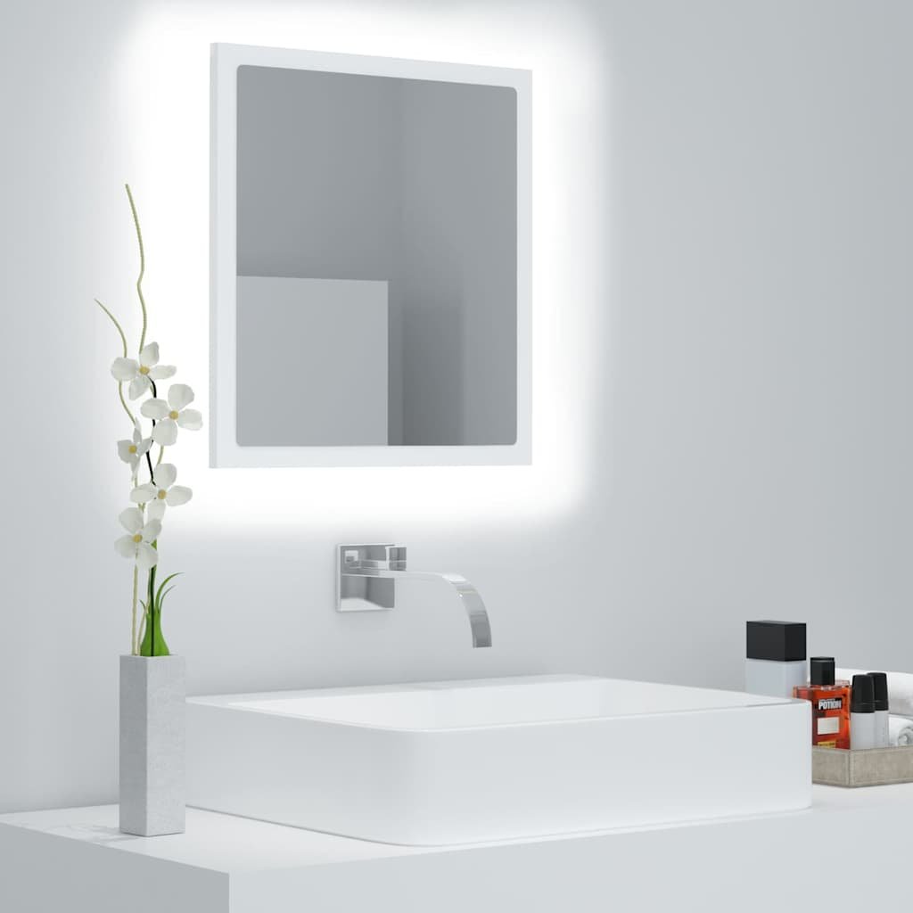 vidaXL LED-kylpyhuonepeili valkoinen 40x8,5x37 cm akryyli