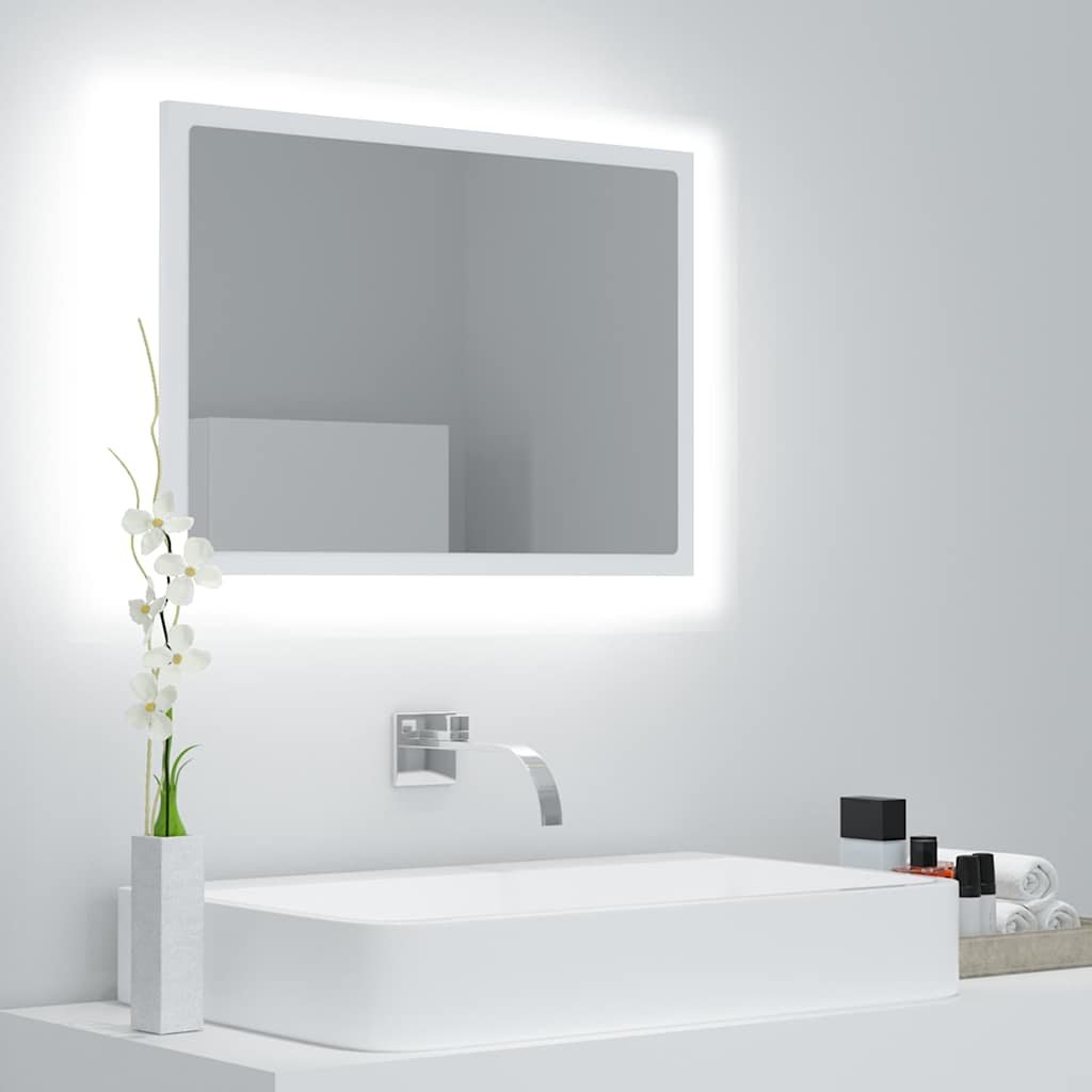 vidaXL LED-kylpyhuonepeili valkoinen 60x8,5x37 cm akryyli