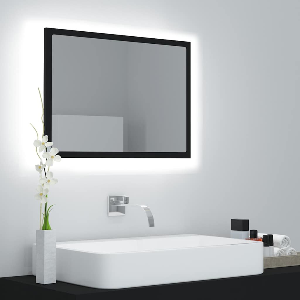 vidaXL LED-kylpyhuonepeili musta 60x8,5x37 cm akryyli