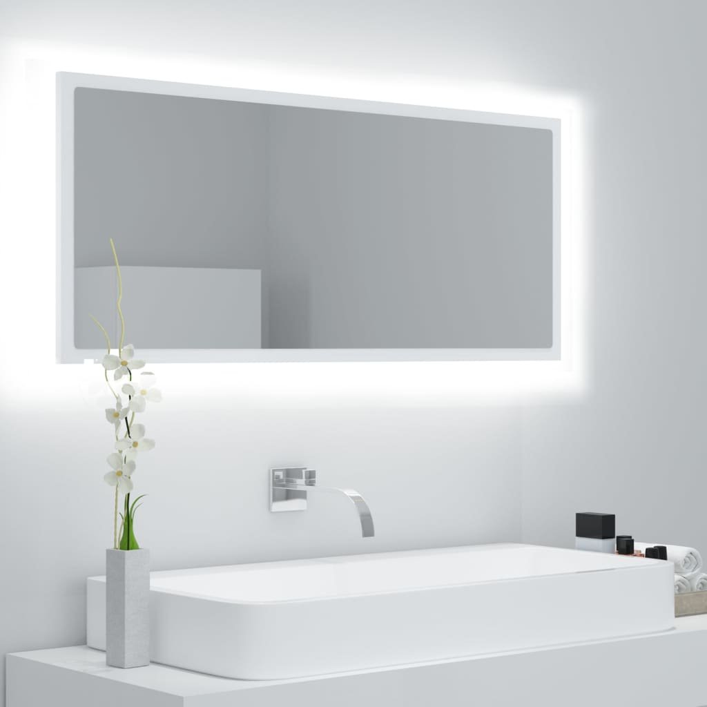 vidaXL Kylpyhuonepeili LED valkoinen 100x8,5x37 cm akryyli
