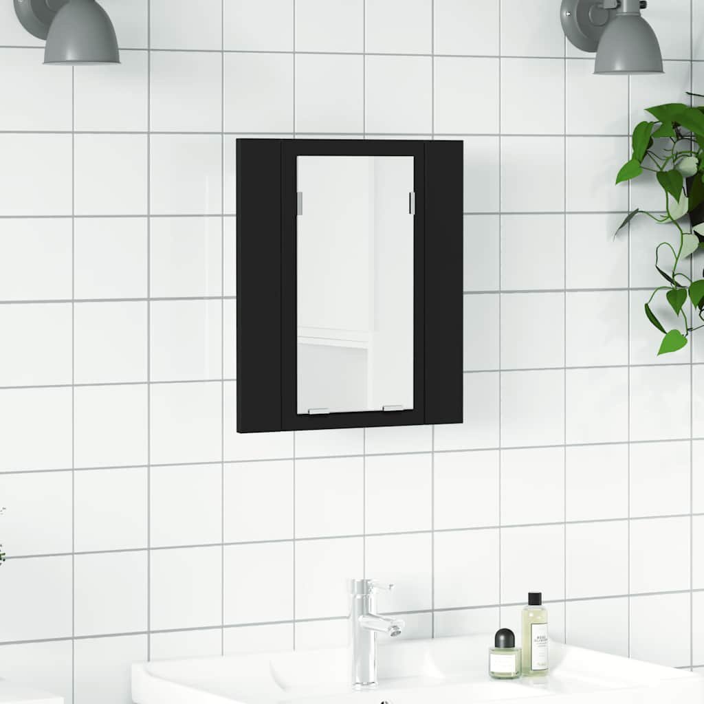 vidaXL Kylpyhuoneen LED-peilikaappi musta 40x12x45 cm akryyli
