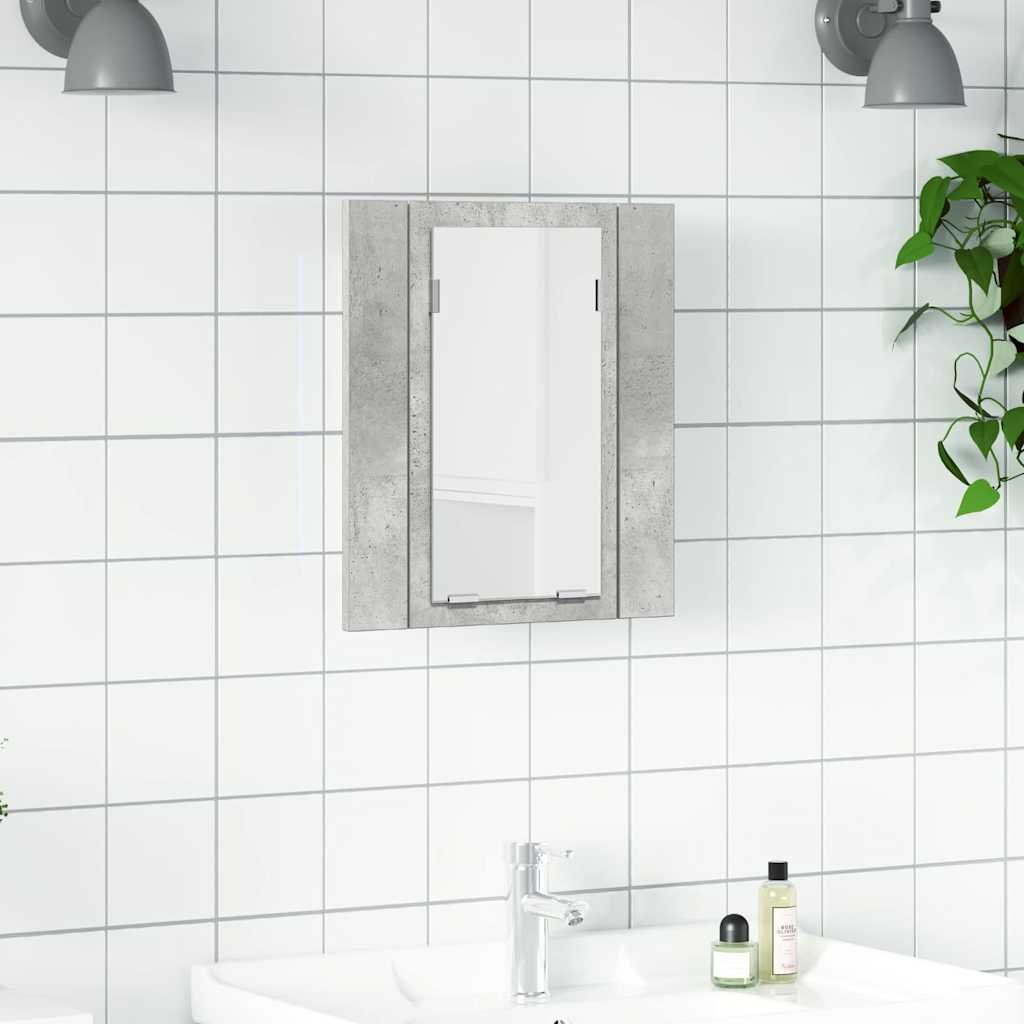 vidaXL Kylpyhuoneen LED peilikaappi betoninharmaa 40x12x45 cm akryyli