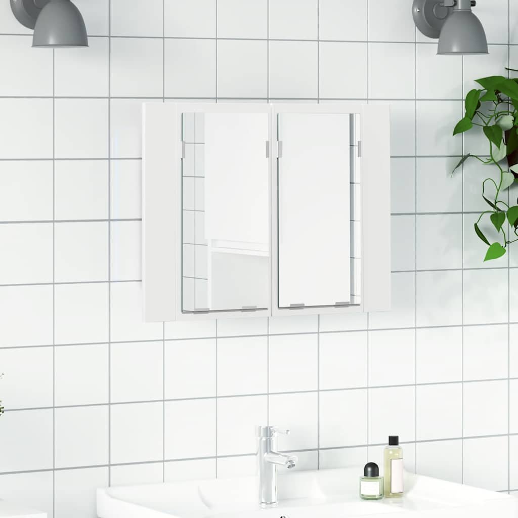 vidaXL Kylpyhuoneen LED peilikaappi valkoinen 60x12x45 cm akryyli