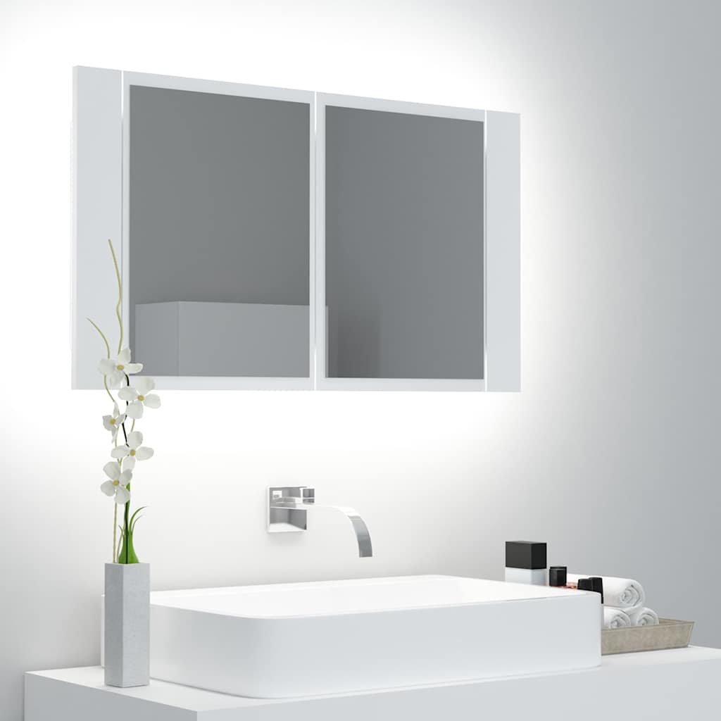 vidaXL Kylpyhuoneen LED peilikaappi valkoinen 80x12x45 cm akryyli