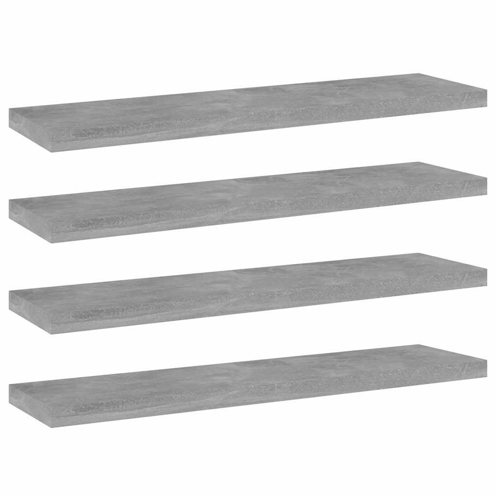 vidaXL Kirjahyllytasot 4 kpl betoninharmaa 40x10x1,5 cm tekninen puu