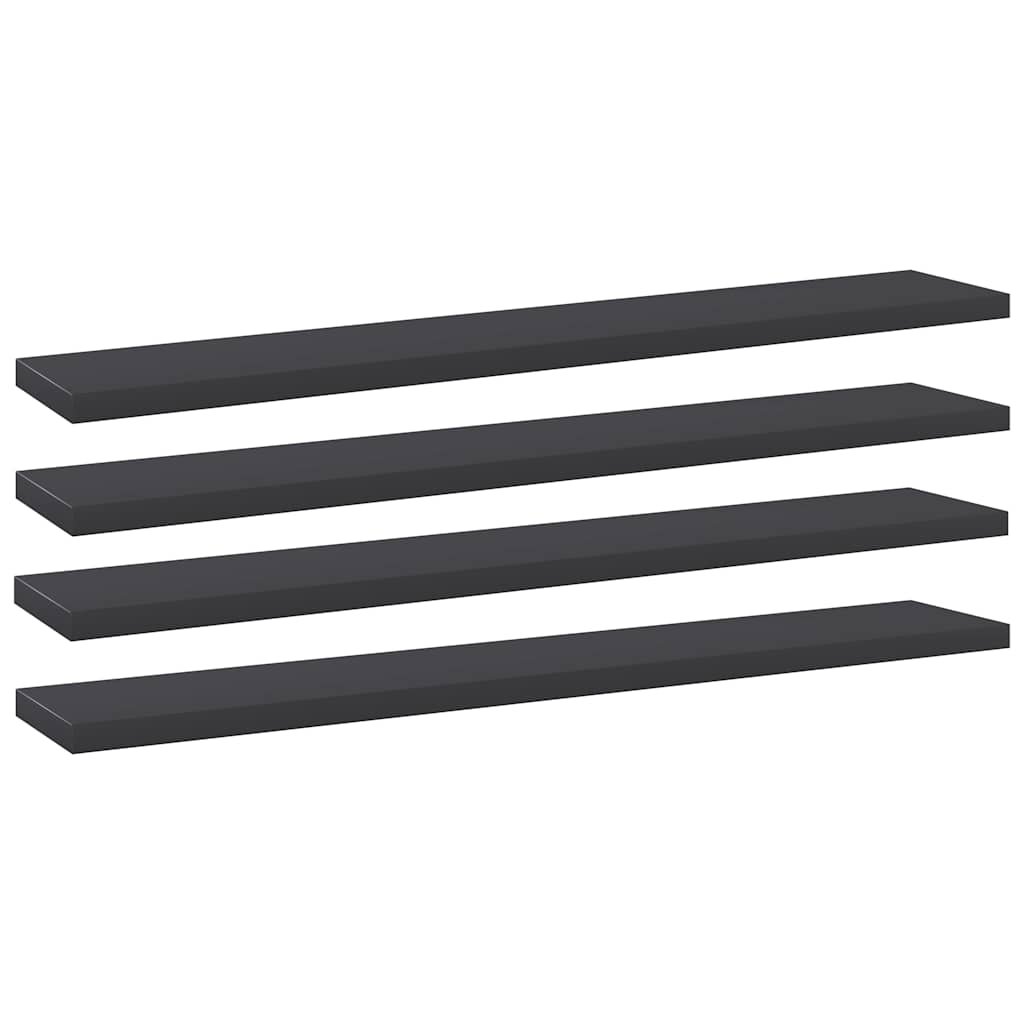 vidaXL Kirjahyllytasot 4 kpl harmaa 60x10x1,5 cm lastulevy