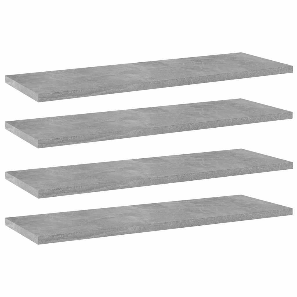 vidaXL Kirjahyllytasot 4 kpl betoninharmaa 60x20x1,5 cm lastulevy