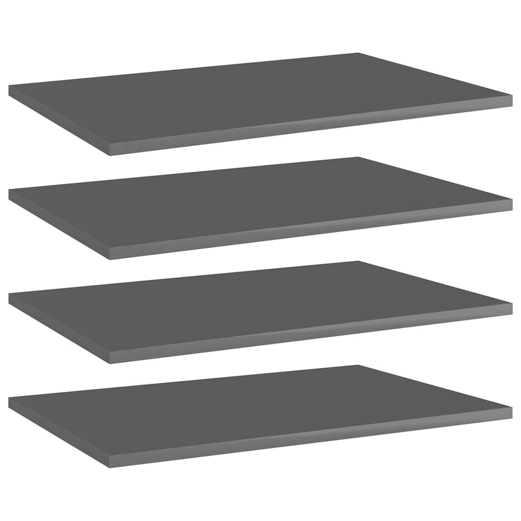 vidaXL Kirjahyllytasot 4 kpl korkeakiilto harmaa 60x40x1,5cm lastulevy