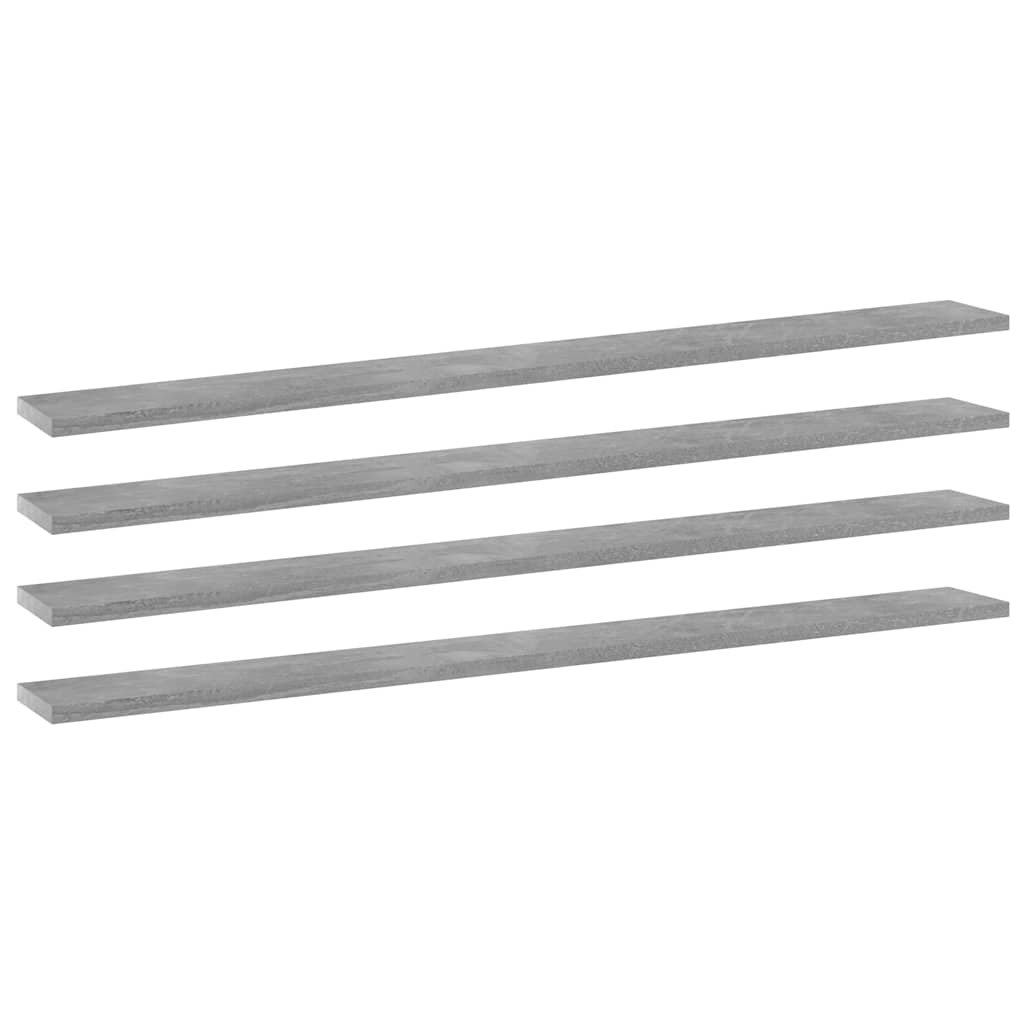 vidaXL Kirjahyllytasot 4 kpl betoninharmaa 100x10x1,5 cm tekninen puu